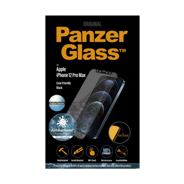 PanzerGlass iPhone 12 Pro Max -näytönsuoja, reunasta reunaan, heijastamaton