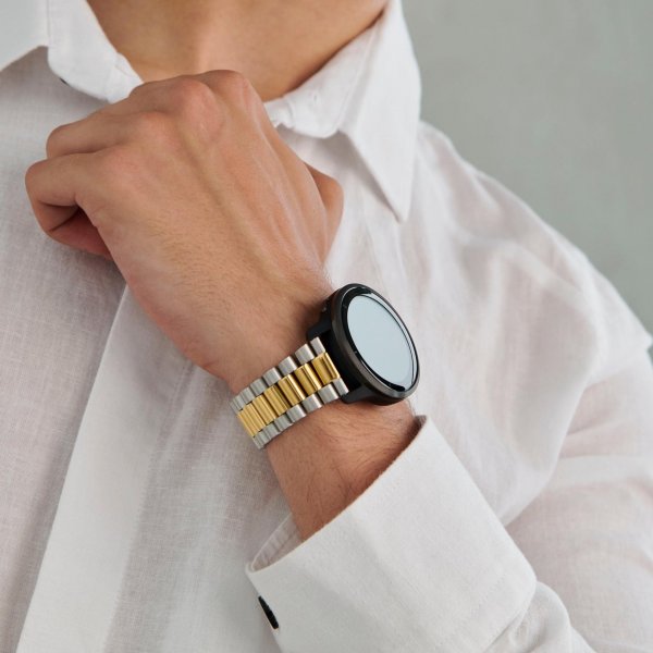 Burga Samsung Galaxy Watch 22mm Ranneke Metalli Hopea Kulta