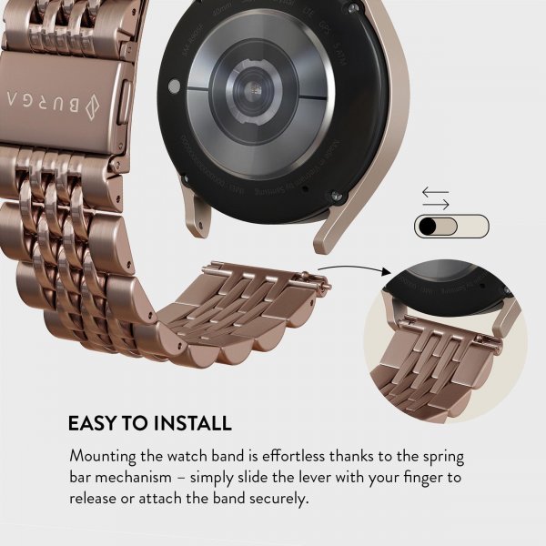 Burga Samsung Galaxy Watch 20mm Ranneke Metalli Ruusukulta
