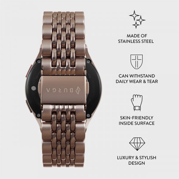 Burga Samsung Galaxy Watch 20mm Ranneke Metalli Ruusukulta
