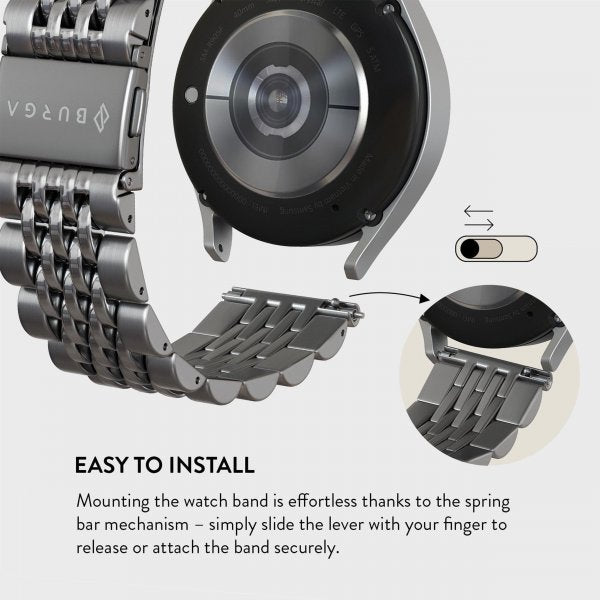 Burga Samsung Galaxy Watch 20 mm ranneke, metalli, hopea