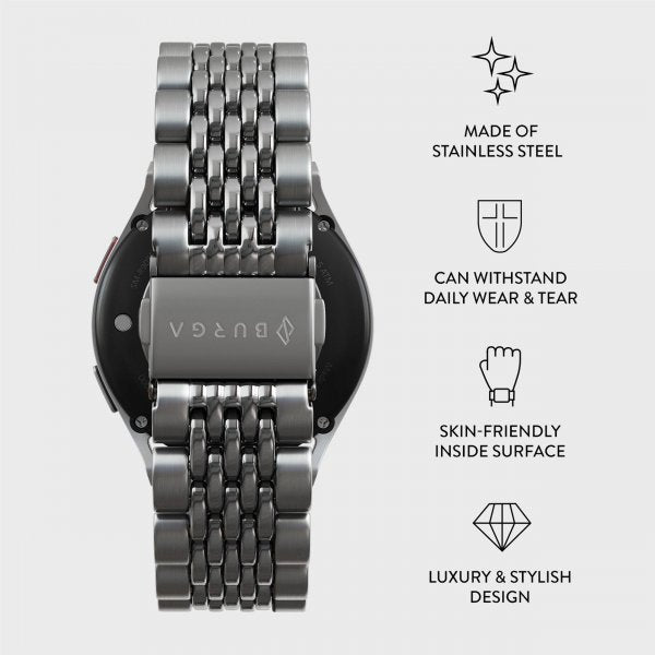 Burga Samsung Galaxy Watch 22mm Ranneke Metalli Hopea