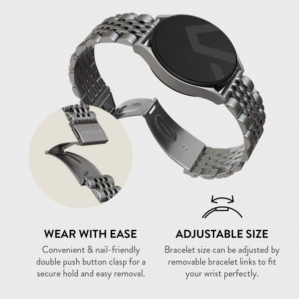 Burga Samsung Galaxy Watch 22mm Ranneke Metalli Hopea
