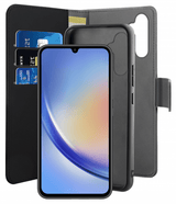 Puro Samsung Galaxy A34 5G -suojakotelo, lompakko, irrotettava 2-in-1, musta