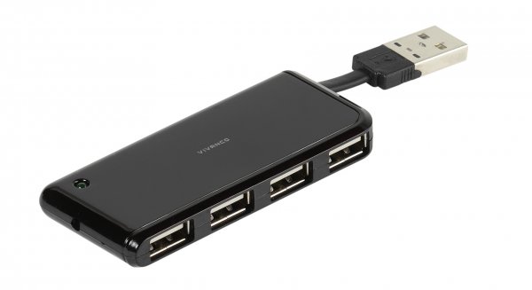 Vivanco USB-keskitin 4x USB 2.0 Musta