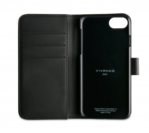 Vivanco iPhone 6/6S/7/8/SE Classic Wallet -kotelo, musta