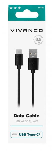 Vivanco Data Cable USB-A/USB-C 0.5m Musta
