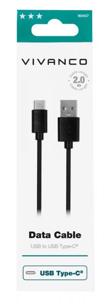 Vivanco Kaapeli Data Cable USB-A/USB-C 2m Musta