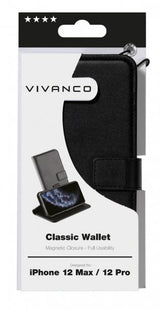 Vivanco iPhone 12/iPhone 12 Pro Kotelo Classic Wallet Musta