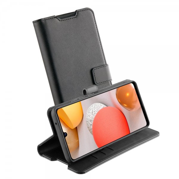 Vivanco Samsung Galaxy A22 5G Classic Wallet -suojakotelo, musta