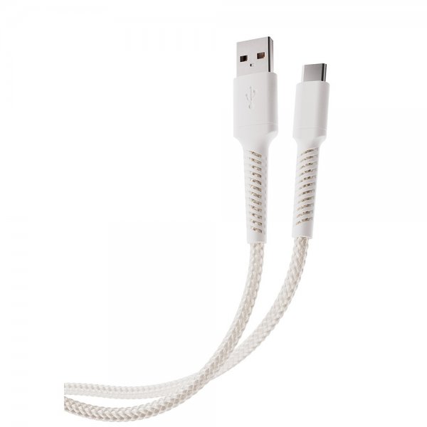 Vivanco-kaapeli Longlife punottu USB-A/USB-C 0.5m Valkoinen