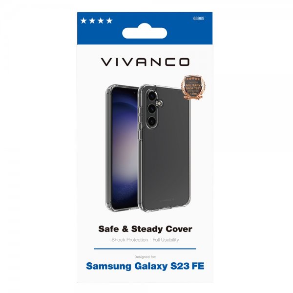 Vivanco Samsung Galaxy S23 FE Kuori Safe & Steady Läpinäkyvä