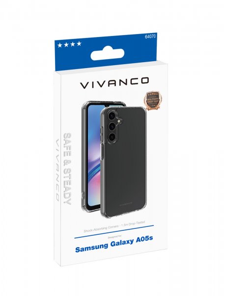 Vivanco Samsung Galaxy A05s kuori Safe & Steady Transparent