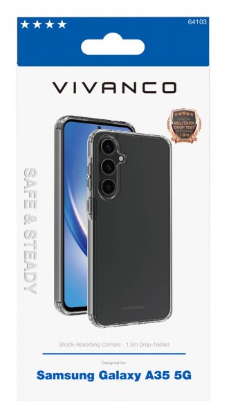 Vivanco Samsung Galaxy A35 Suojakuori Safe & Steady Läpinäkyvä