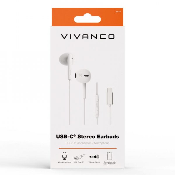 Vivanco Kuulokkeet Smart Pro USB-C In-Ear Headset Valkoinen