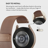 Burga Samsung Galaxy Watch 20mm Ranneke Metalliverkko Ruusukulta