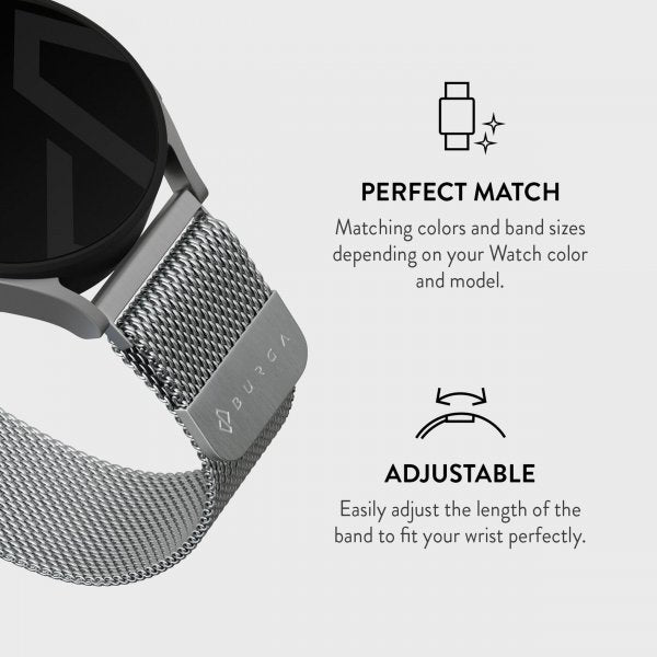 Burga Samsung Galaxy Watch 22mm Ranneke Metal Mesh Silver