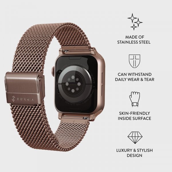 Burga Apple Watch 38/40/41/42mm ranneke Mesh Elegance Ruusukulta