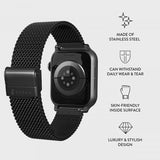 Burga Apple Watch 44/45/46mm/Ultra 49mm ranneke Mesh Elegance Musta