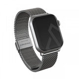 Burga Apple Watch 44/45/46mm/Ultra 49mm -ranneke, Mesh Elegance Silver