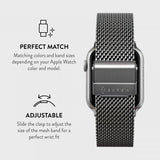 Burga Apple Watch 44/45/46mm/Ultra 49mm -ranneke, Mesh Elegance Silver