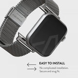 Burga Apple Watch 44/45/46mm/Ultra 49mm -ranneke, Mesh Elegance Silver