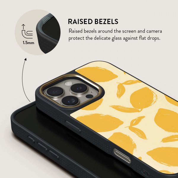 Burga iPhone 15 Pro -suojakuori Elite Dark MagSafe Lemon Tart