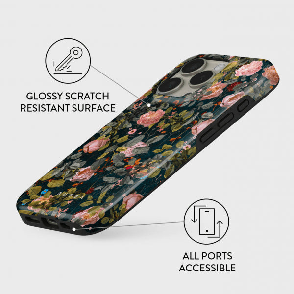 Burga iPhone 15 Pro Max -suojakuori Tough MagSafe Bloomy Garden