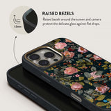 Burga iPhone 16 -suojakuori Elite Dark MagSafe Bloomy Garden