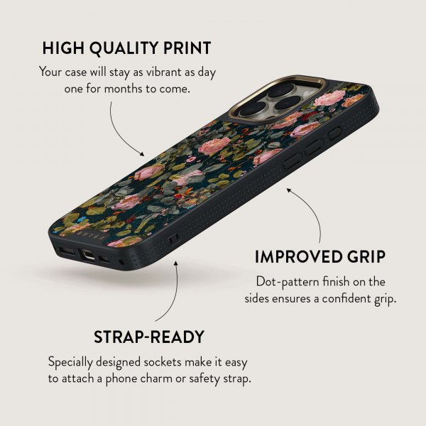 Burga iPhone 14 Suojakuori Elite Dark MagSafe Bloomy Garden