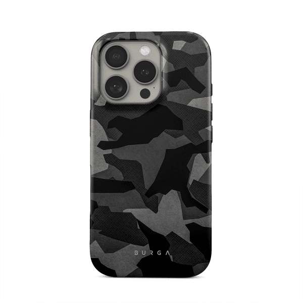 Burga iPhone 15 Pro -suojakuori Tough MagSafe Night Black Camo
