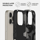 Burga iPhone 16 Pro Tough MagSafe-kuori Night Black Camo