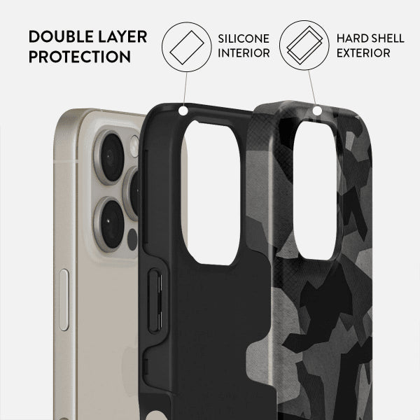 Burga iPhone 14 Suojakuori Tough MagSafe Night Black Camo