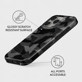 Burga iPhone 16 Pro Tough MagSafe-kuori Night Black Camo