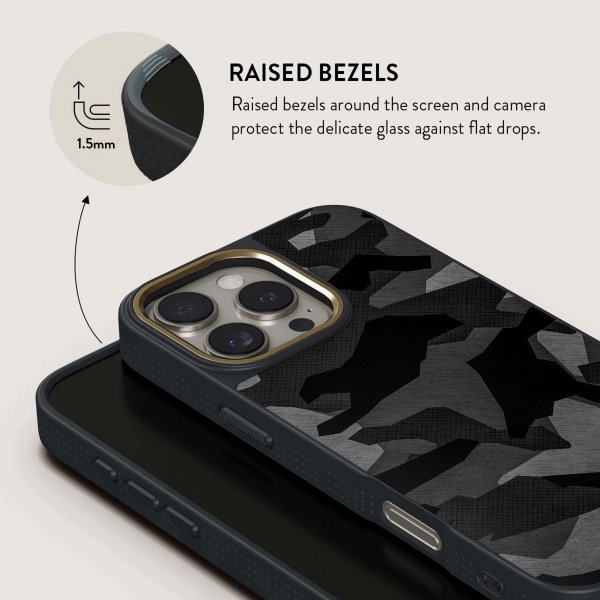 Burga iPhone 16 Plus -suojakuori Elite Dark MagSafe Night Black Camo