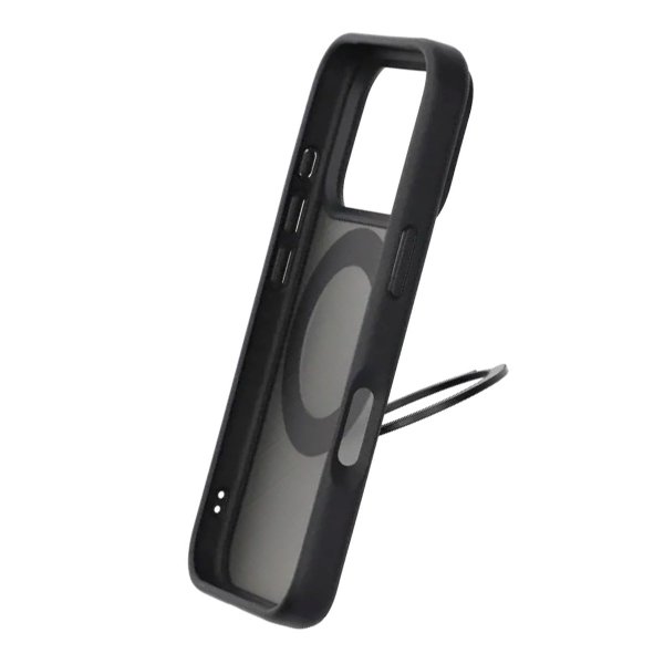 iPhone 17 Pro -suojakuori, jossa pyörivä MagSafe-jalusta, musta