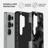 Burga Samsung Galaxy S25 Plus -suojakuori Tough Night Black Camo