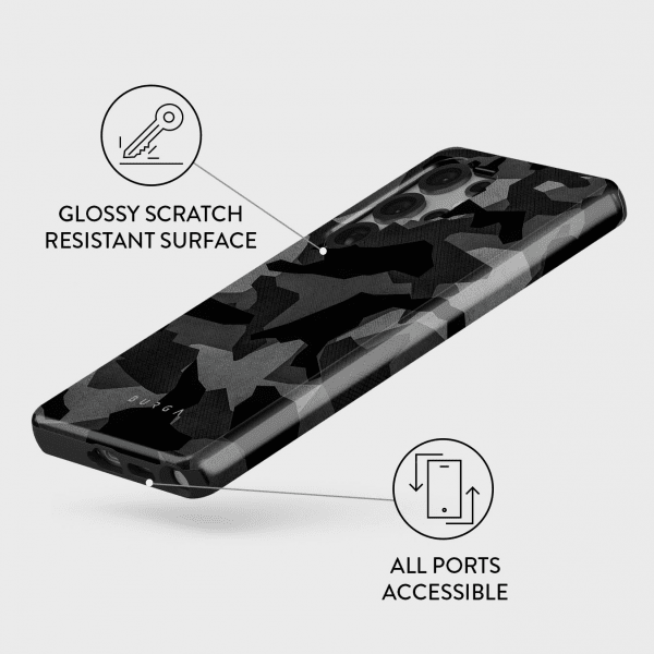 Burga Samsung Galaxy S25 Plus -suojakuori Tough Night Black Camo