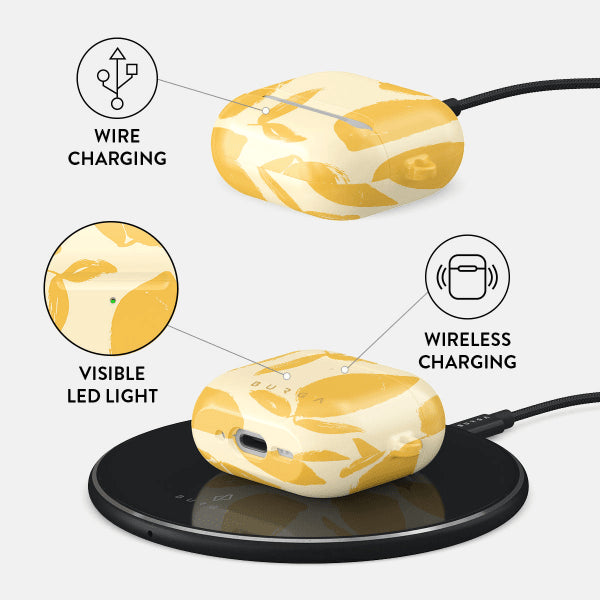 Burga AirPods 4 -kuoret, Lemon Tart -design