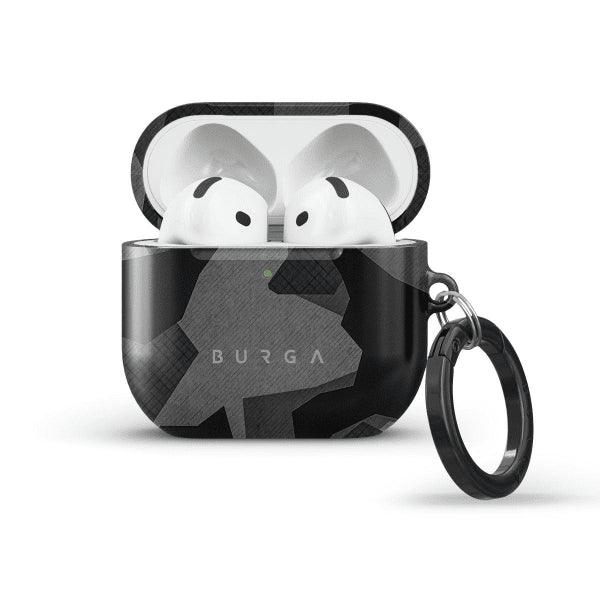 Burgan AirPods 4 -kuori, Night Black Camo -muotoilu