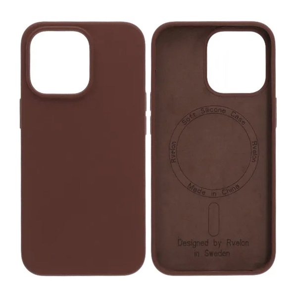Rvelon iPhone 13 Pro Silikonikuori MagSafe Ruskea