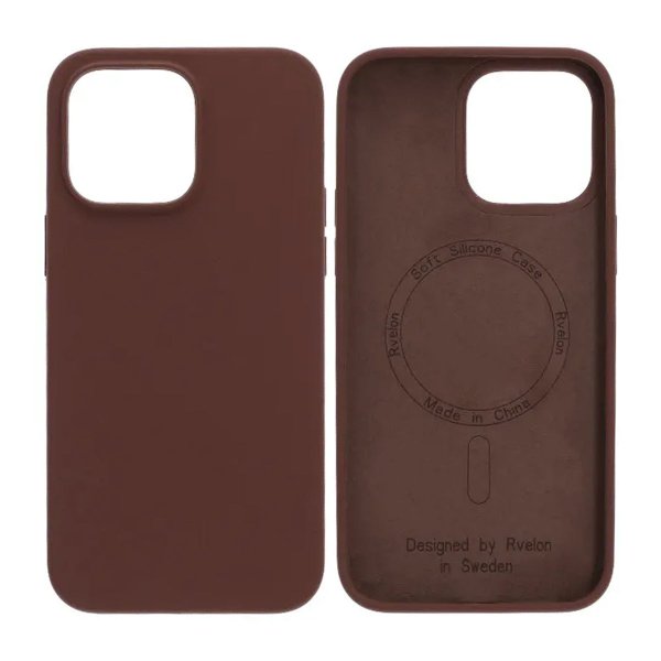 Rvelon iPhone 14 Pro Max -silikonikuori MagSafella, ruskea