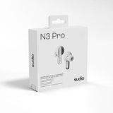 Sudio N3 Pro ANC langattomat kuulokkeet, Chrome White