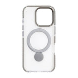 iPhone 16 Pro Max Kuori Rengasjalusta MagSafe Harmaa Läpinäkyvä