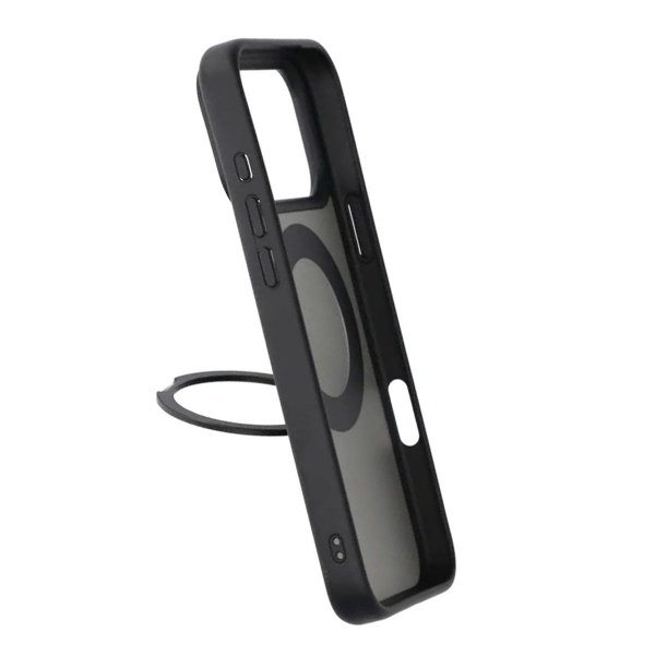 iPhone 17 Pro Max -suojakuori, jossa pyörivä MagSafe-jalusta, musta