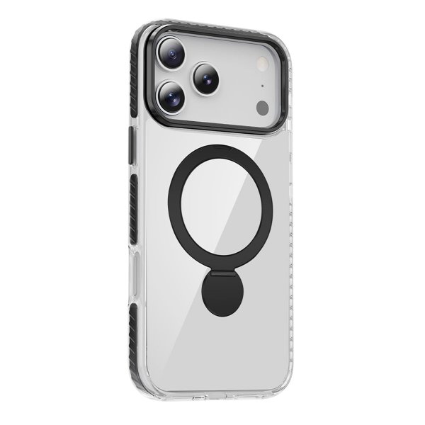 iPhone 17 Pro -kuori, rengasjalusta, MagSafe, musta