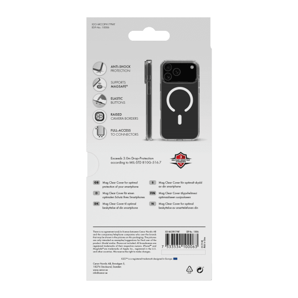 X2O iPhone 17 Pro Max -kuori Mag Clear Läpinäkyvä