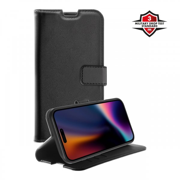 X2O iPhone Air -suojakuori Classic Wallet, musta