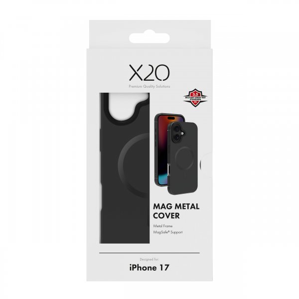 X2O iPhone 17 -suojakuori, Mag Metal, musta