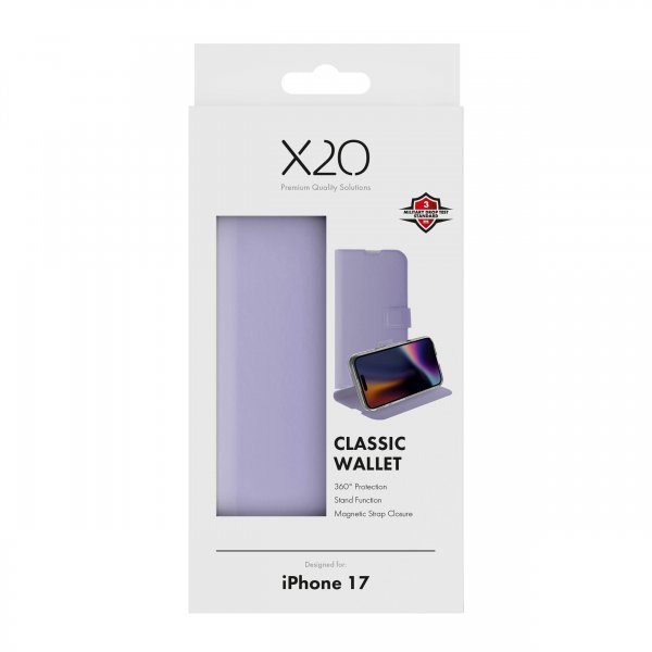 X2O iPhone 17 Classic Wallet Lavender -suojakotelo